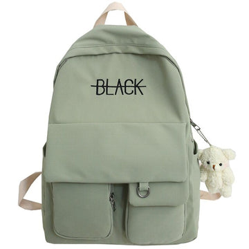 Kylethomasw New Student Women Cute Backpack Harajuku Cotton Fabric Female Fashion School Bag Girl Luxury Book Kawaii Backpack Lady Bag Black